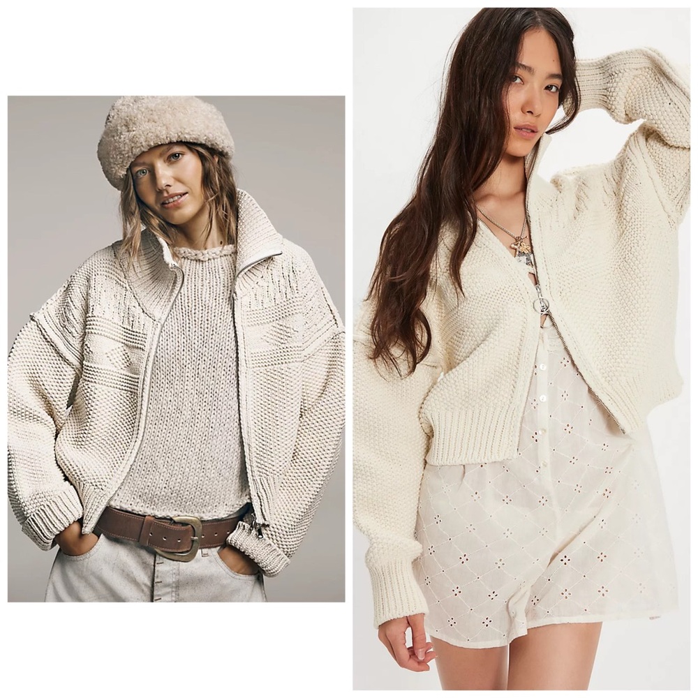 Free People We The Free Lil Lad Cardi Cardigan Cream Knit XS
